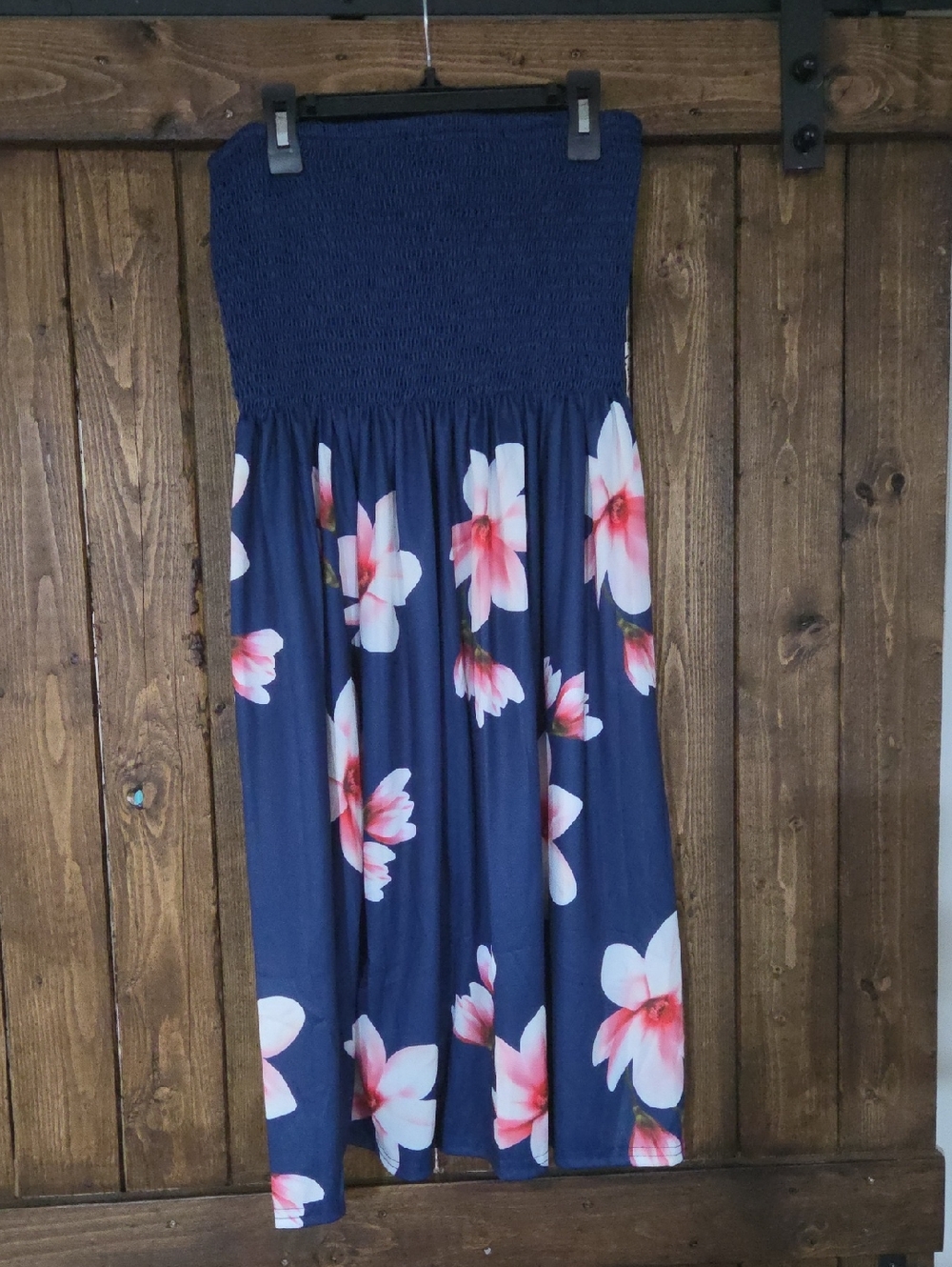 Navy Floral Tube Top Dress